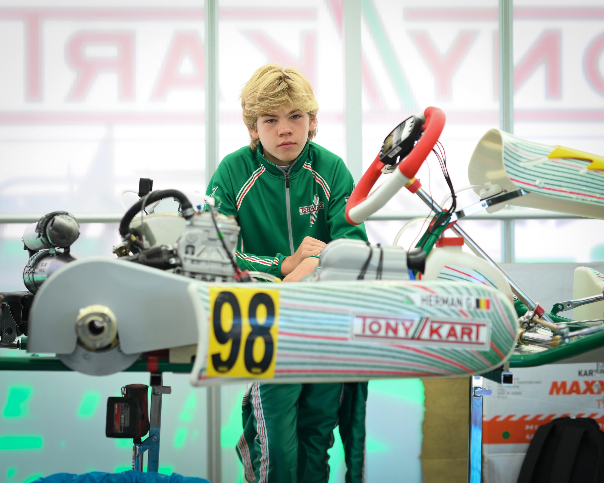 Gilles beside his Tony Kart