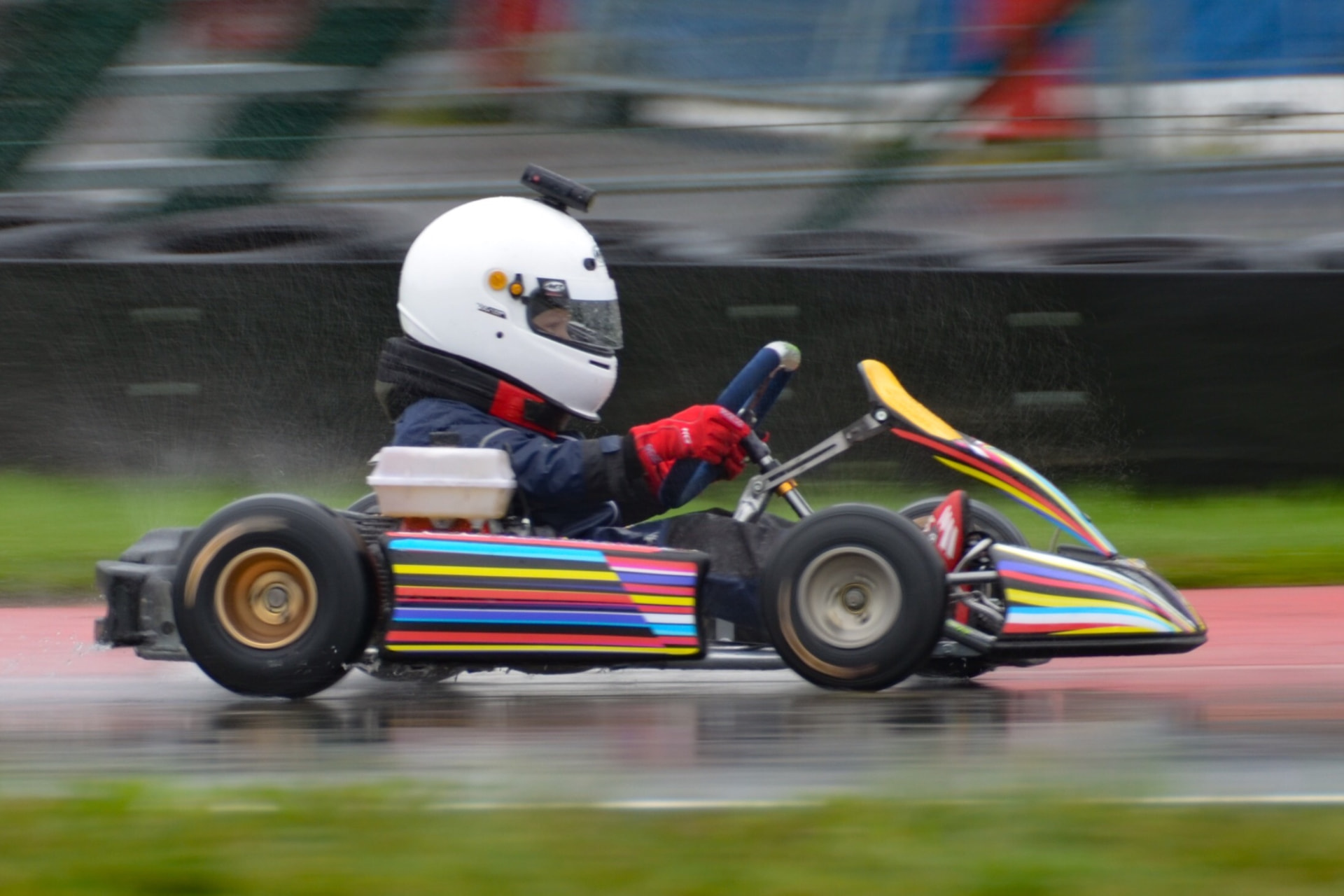 Gilles in his first kart on a wet track